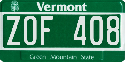 VT license plate ZOF408