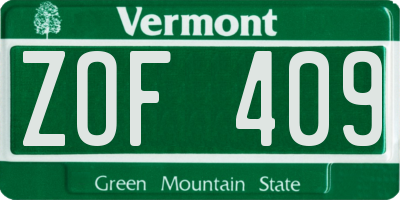 VT license plate ZOF409