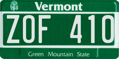 VT license plate ZOF410