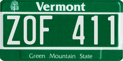 VT license plate ZOF411