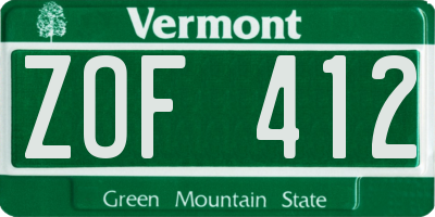 VT license plate ZOF412