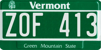 VT license plate ZOF413