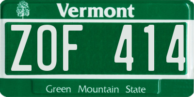 VT license plate ZOF414