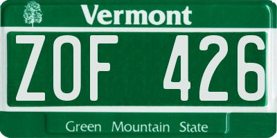 VT license plate ZOF426