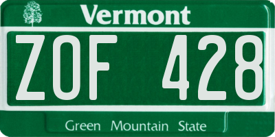 VT license plate ZOF428