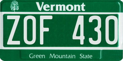 VT license plate ZOF430