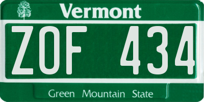 VT license plate ZOF434