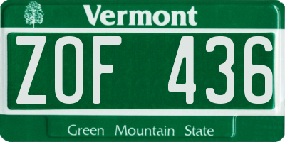 VT license plate ZOF436