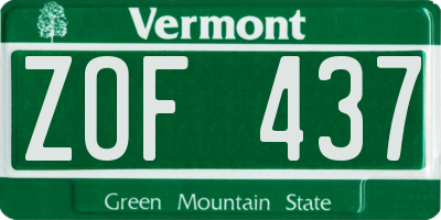 VT license plate ZOF437