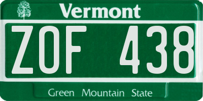 VT license plate ZOF438