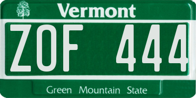 VT license plate ZOF444