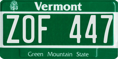 VT license plate ZOF447