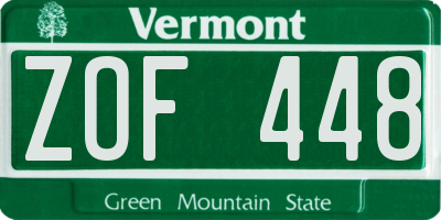 VT license plate ZOF448