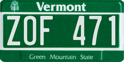 VT license plate ZOF471