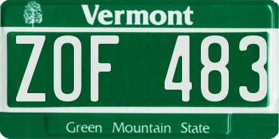 VT license plate ZOF483