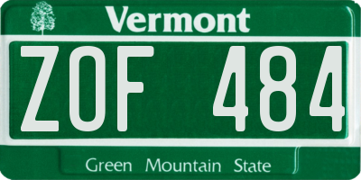 VT license plate ZOF484