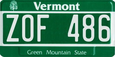 VT license plate ZOF486