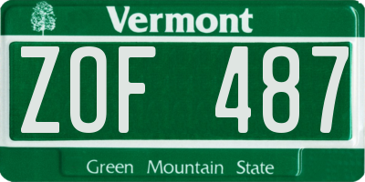 VT license plate ZOF487