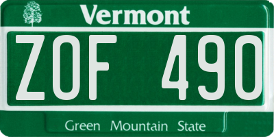 VT license plate ZOF490