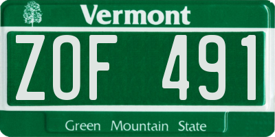 VT license plate ZOF491