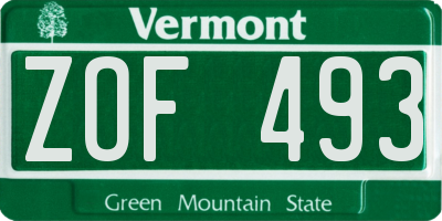 VT license plate ZOF493