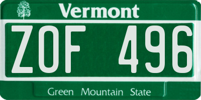 VT license plate ZOF496
