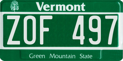 VT license plate ZOF497