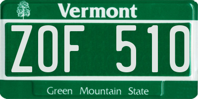 VT license plate ZOF510
