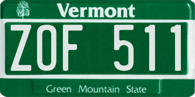 VT license plate ZOF511