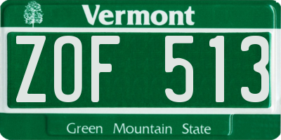 VT license plate ZOF513