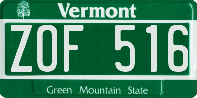 VT license plate ZOF516