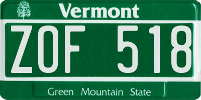 VT license plate ZOF518