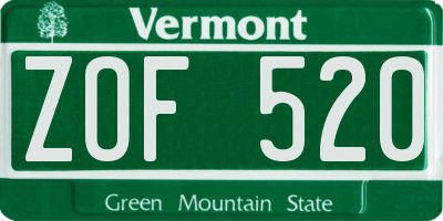 VT license plate ZOF520