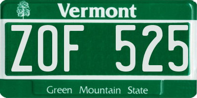 VT license plate ZOF525