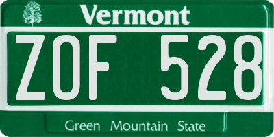 VT license plate ZOF528