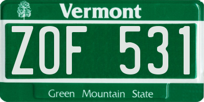 VT license plate ZOF531