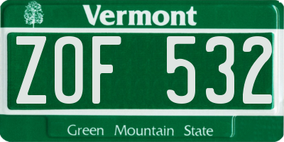 VT license plate ZOF532