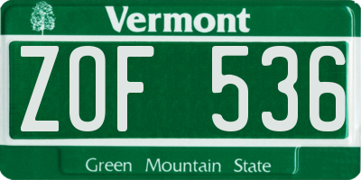 VT license plate ZOF536