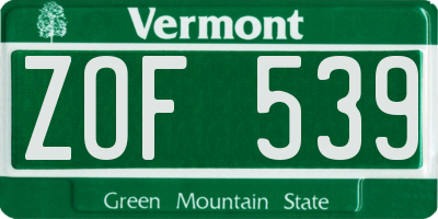 VT license plate ZOF539