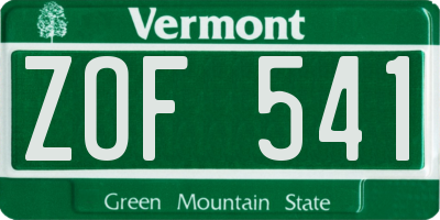 VT license plate ZOF541