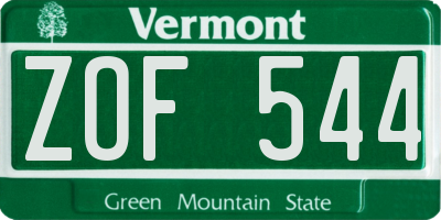 VT license plate ZOF544