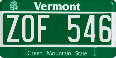 VT license plate ZOF546