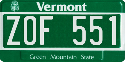 VT license plate ZOF551