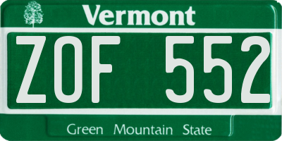 VT license plate ZOF552