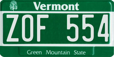 VT license plate ZOF554