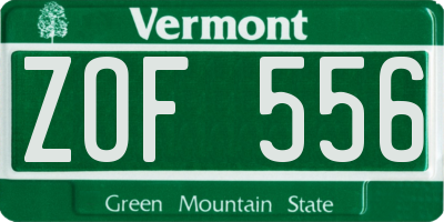 VT license plate ZOF556