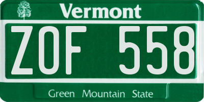 VT license plate ZOF558