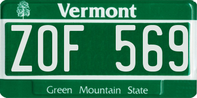 VT license plate ZOF569