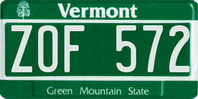 VT license plate ZOF572