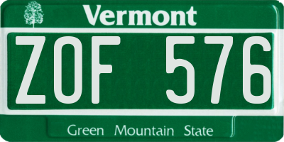 VT license plate ZOF576